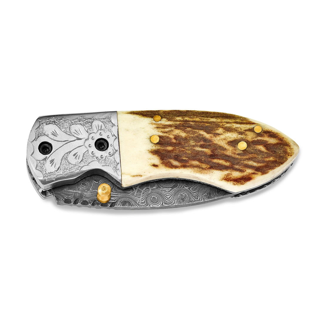 Damascus Steel Stag Horn Handle Knife