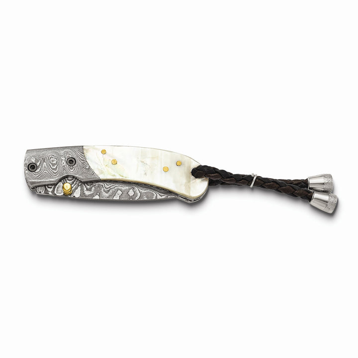 Damascus Steel 256 Layer Folding Blade Mother of Pearl Handle Knife