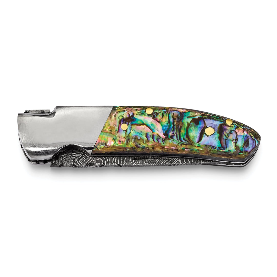 Damascus 256 Layer Folding Blade Abalone Knife