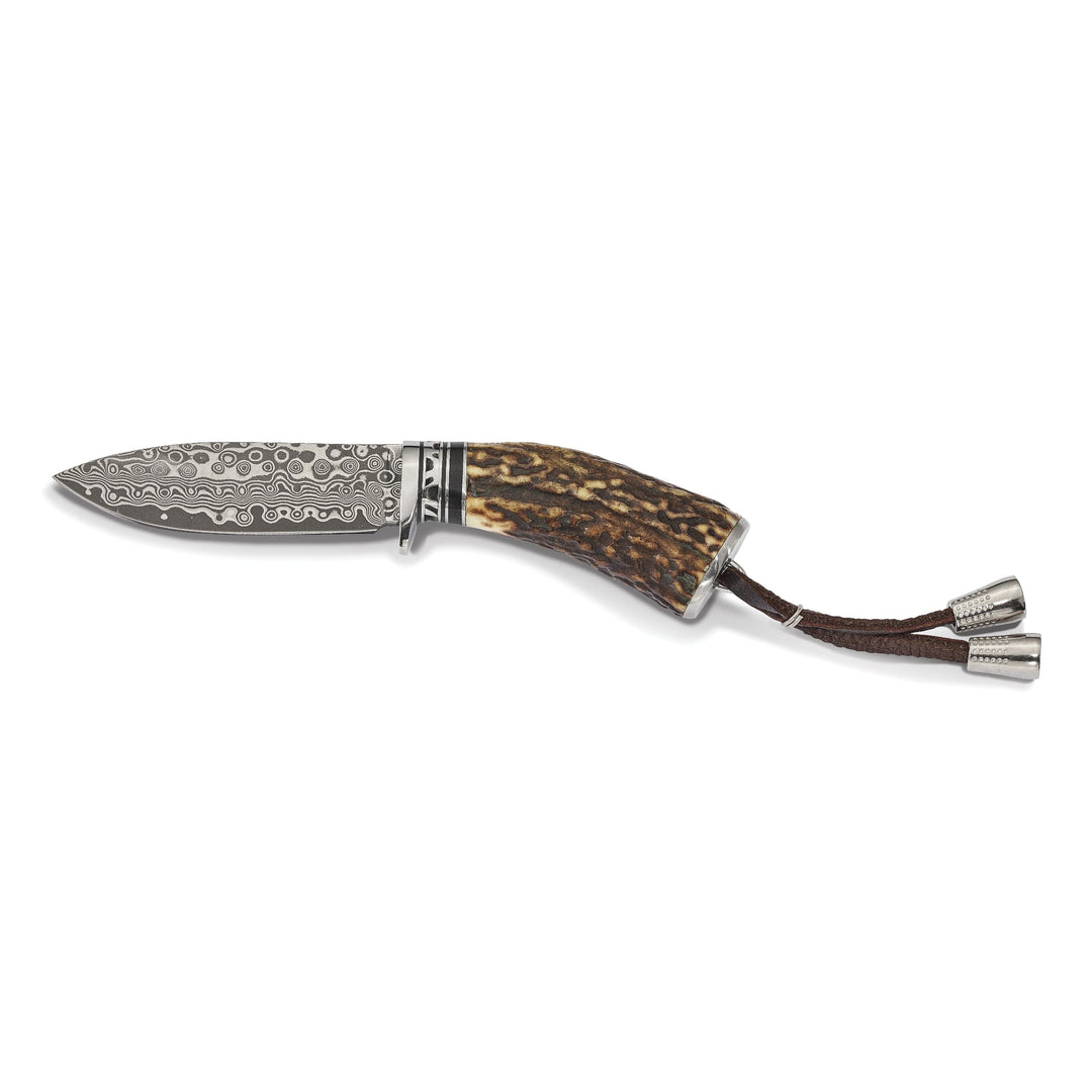 Damascus Steel Stag Horn Handle Hunting Knife