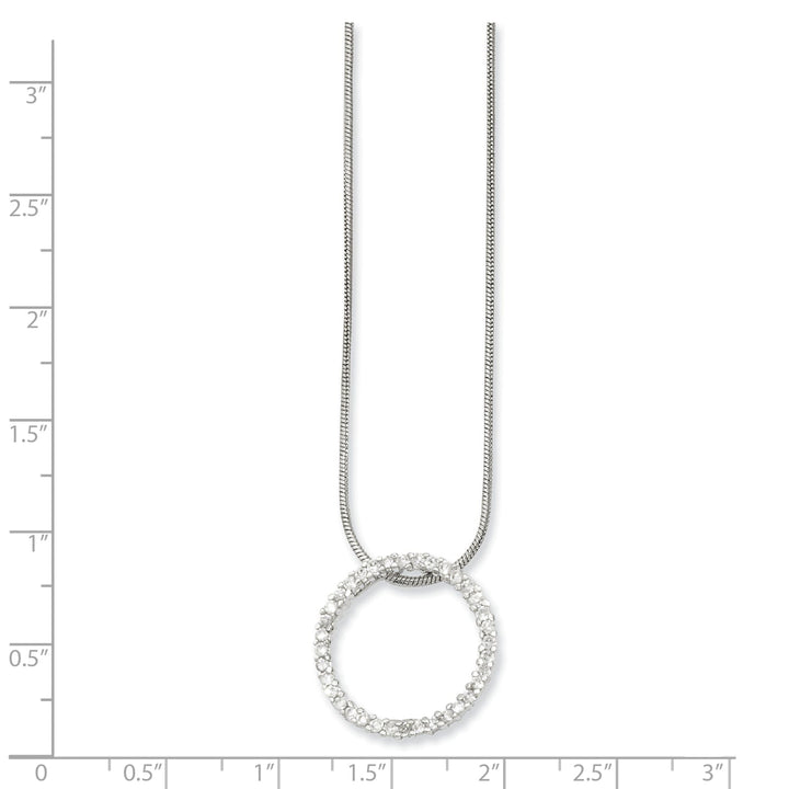 Rhodium Plated Cubic Zirconia Circle Necklace