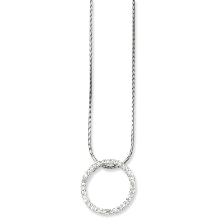 Rhodium Plated Cubic Zirconia Circle Necklace