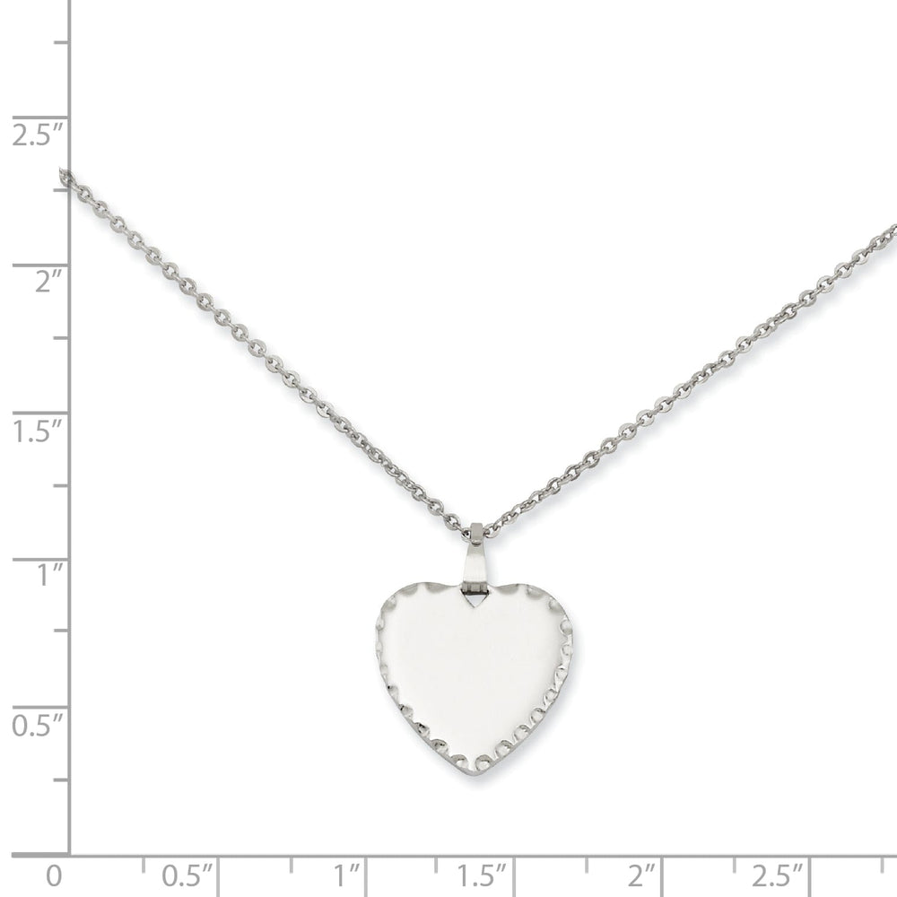 Rhodium Plated Engraveable Heart Disc Necklace