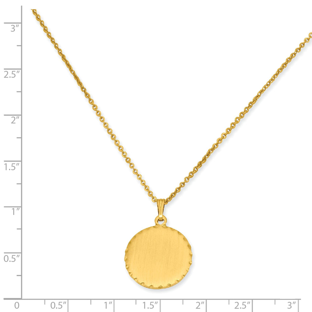Gold Plated Sat Round Engraveable Disc Necklace