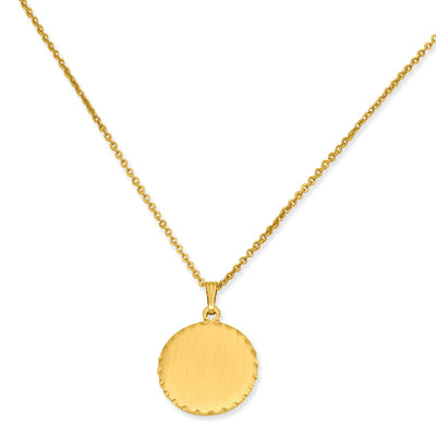 Gold Plated Sat Round Engraveable Disc Necklace at $ 44.4 only from Jewelryshopping.com
