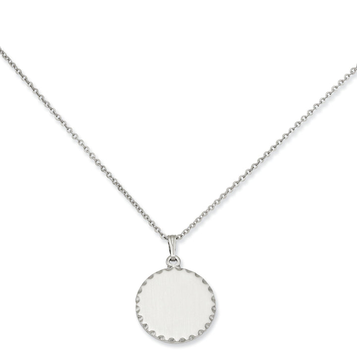 Rhodium Plated Round Engraveable Disc Necklace