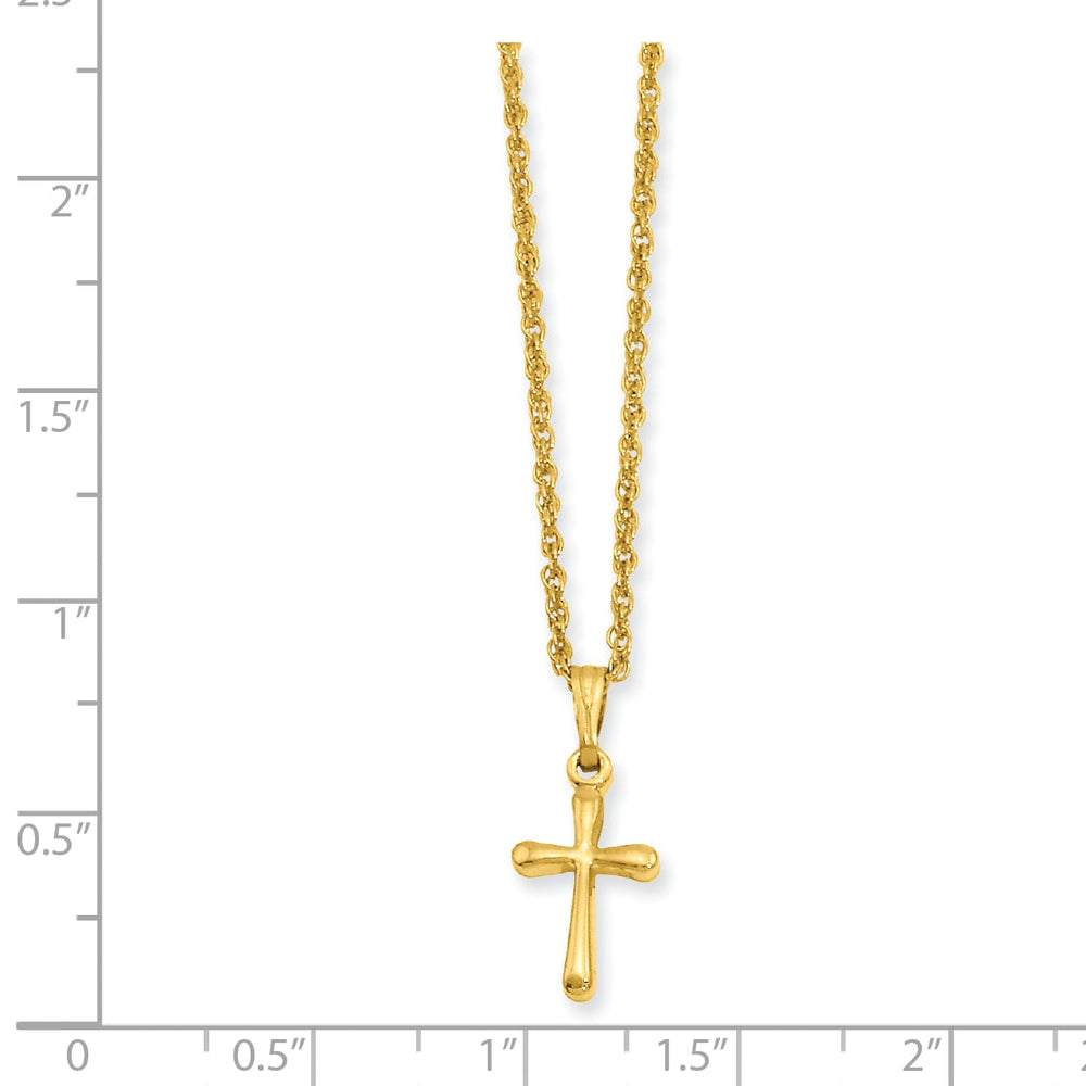 Gold Plated Small Plain Rounded Cross Necklace