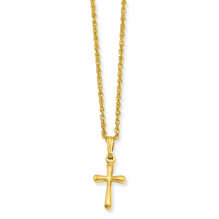 Gold Plated Small Plain Rounded Cross Necklace