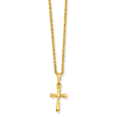 Gold Plated Small Plain Rounded Cross Necklace