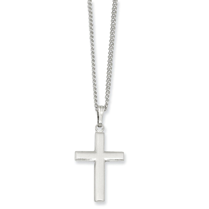 Rhodium Plated Medium Cross Necklace