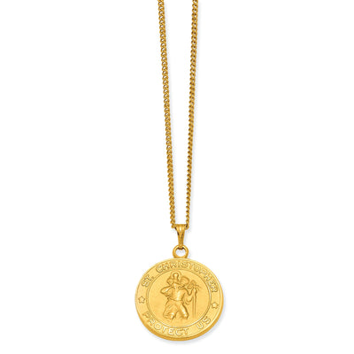 Gold Plated St. Christopher Medal Necklace