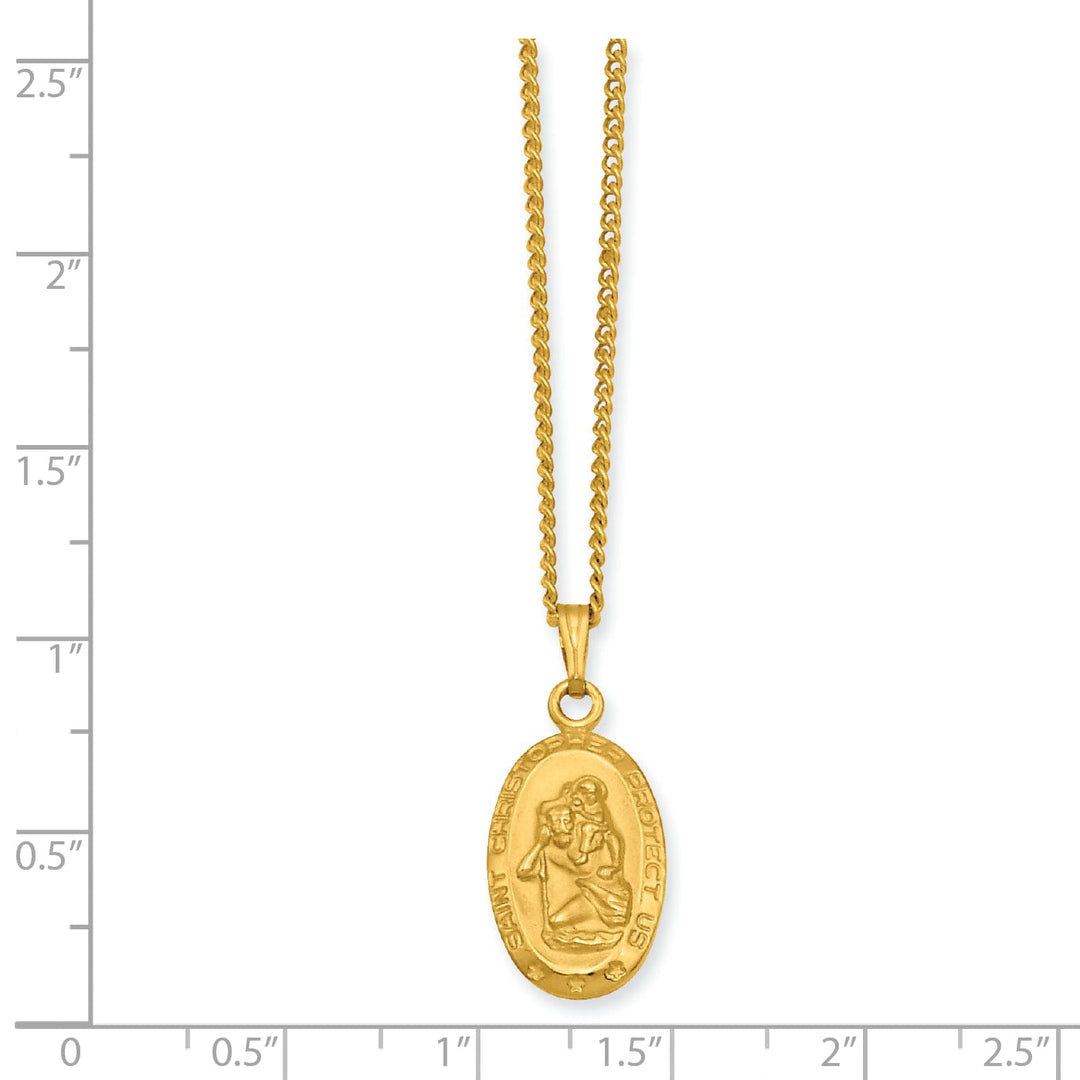 Gold Plated Oval St. Christopher Medal Necklace