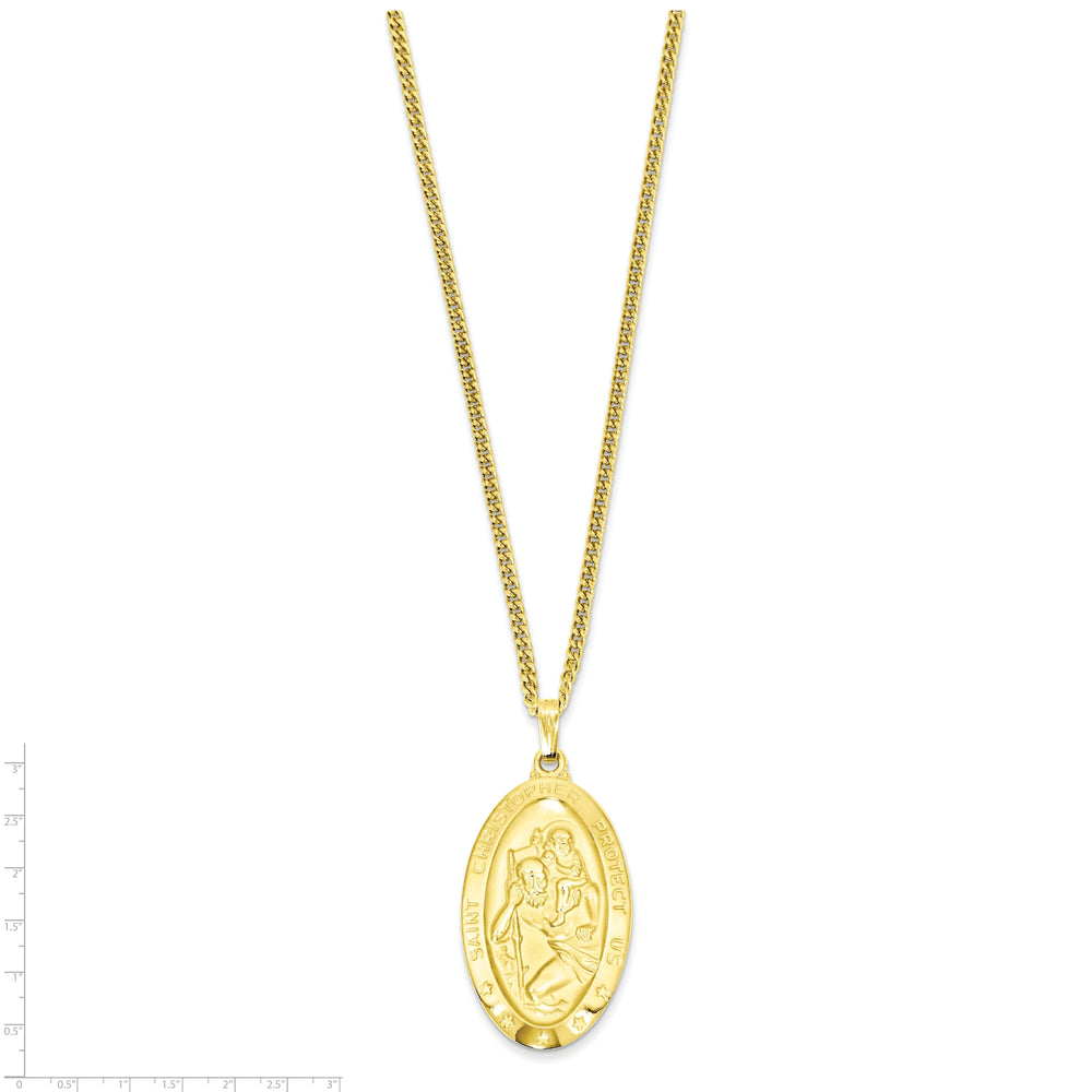 Gold Plated Oval St. Christopher Medal Necklace