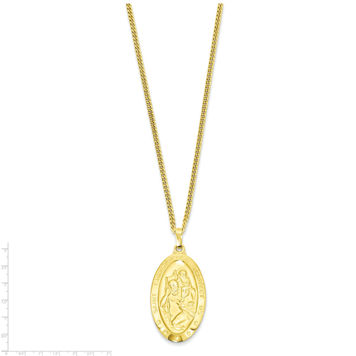 Gold Plated Oval St. Christopher Medal Necklace