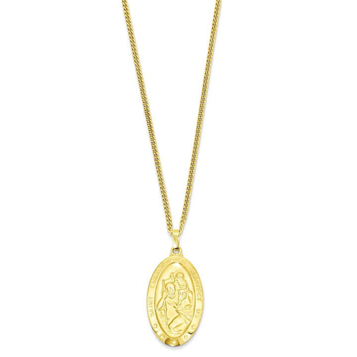 Gold Plated Oval St. Christopher Medal Necklace