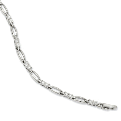Rhodium Plated Link Cubic Zirconia Bracelet at $ 80.18 only from Jewelryshopping.com