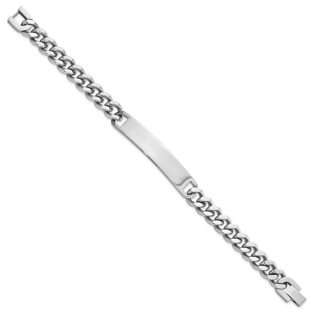 Rhodium Plated Large Polished ID Bracelet 8.25-inch