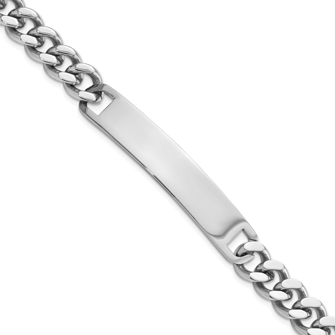 Rhodium Plated Large Polished ID Bracelet 8.25-inch