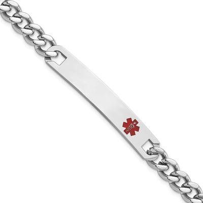 Rhodium Plated Small Red Epoxy Medical ID Bracelet at $ 71.06 only from Jewelryshopping.com