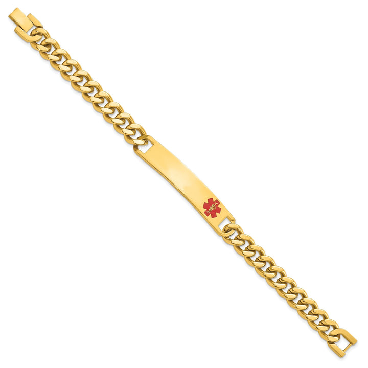 Gold Plated Large Red Epoxy Medical ID Bracelet