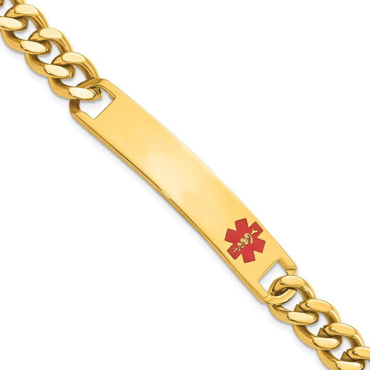 Gold Plated Large Red Epoxy Medical ID Bracelet