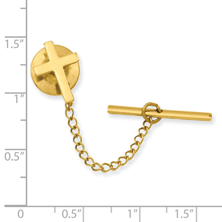 Gold Plated Small Plain Cross Tie Tac