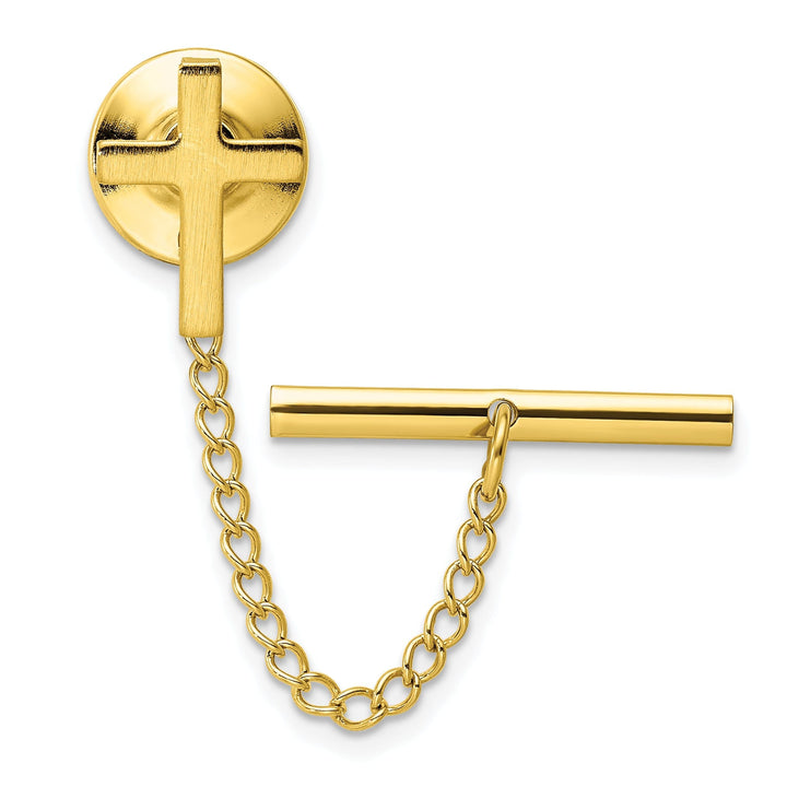 Gold Plated Small Plain Cross Tie Tac