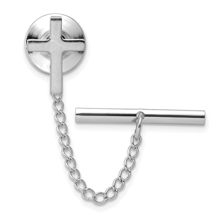 Rhodium Plated Small Plain Cross Tie Tac