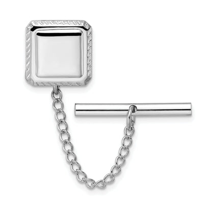 Rhodium Plated Square Tie Tac at $ 37.96 only from Jewelryshopping.com