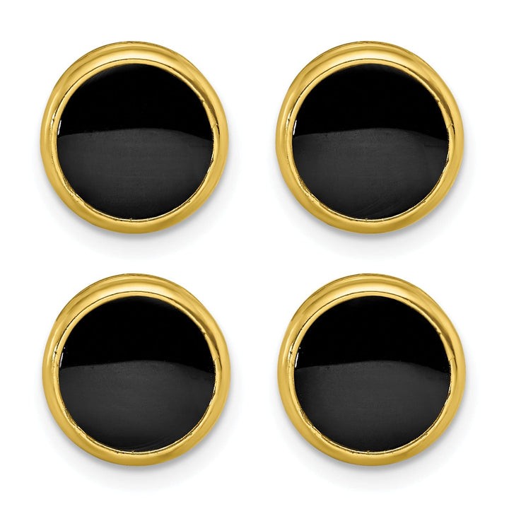 Gold Plated Four Piece Black Epoxy Tuxedo Studs