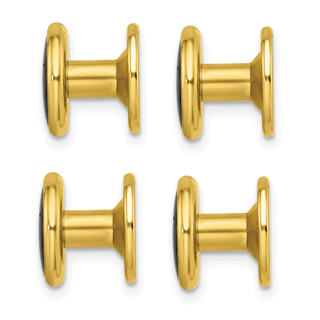 Gold Plated Four Piece Black Epoxy Tuxedo Studs