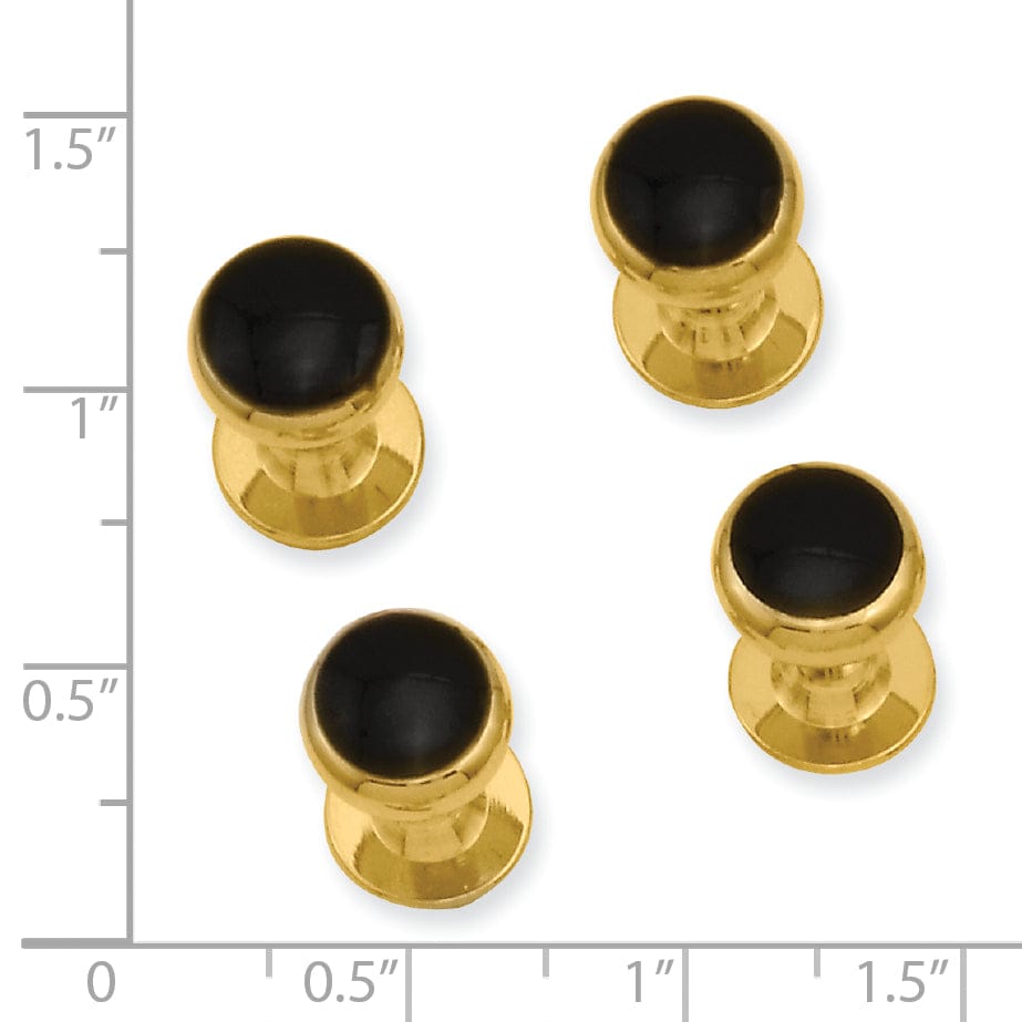 Gold Plated Four Piece Black Epoxy Tuxedo Studs