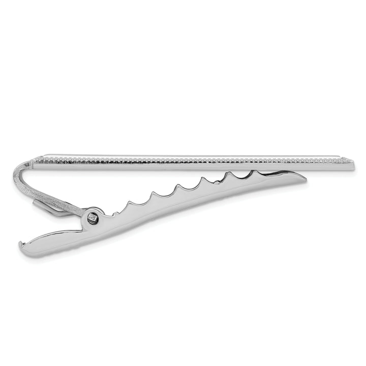 Rhodium Plated Lined Edge Tie Bar