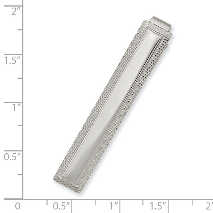 Rhodium Plated Lined Edge Tie Bar