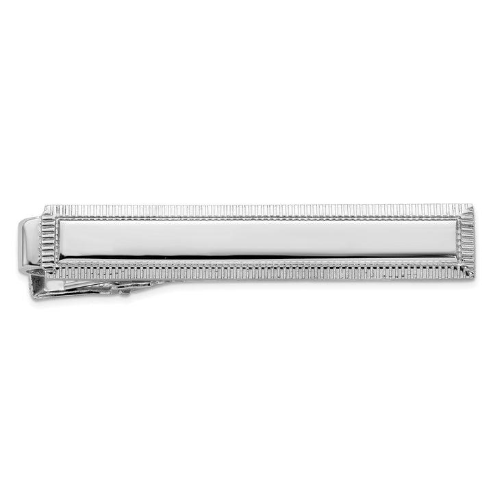 Rhodium Plated Lined Edge Tie Bar