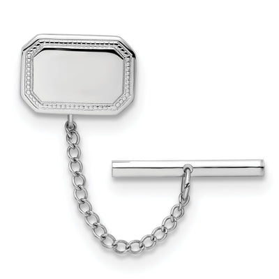 Rhodium Plated Polished Rectangle Tie Tac at $ 37.96 only from Jewelryshopping.com