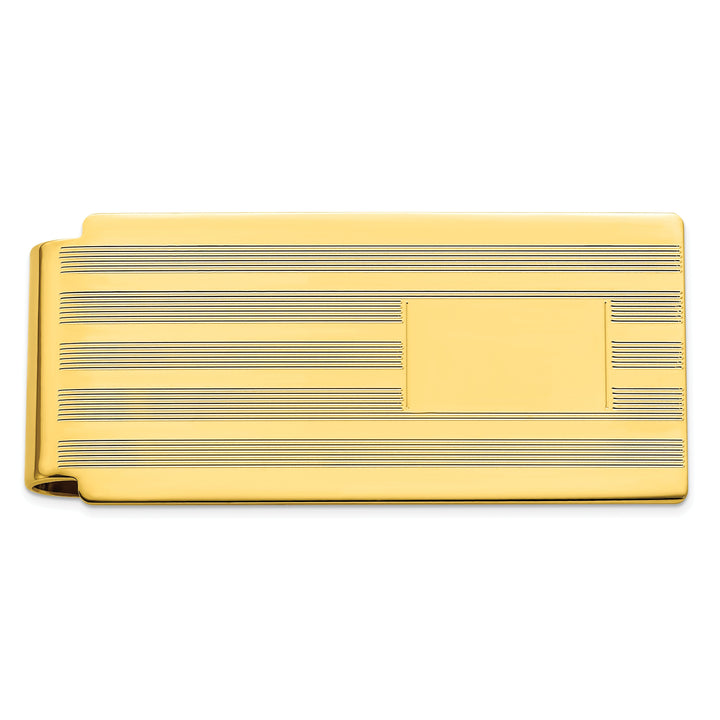 Gold Plated Lined Engravable Hinged Money Clip