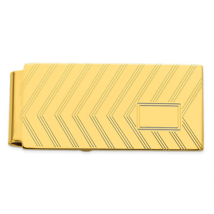 Gold Plated Angles Engravable Hinged Money Clip