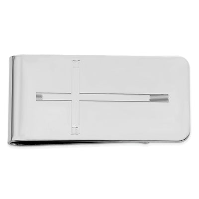 Rhodium Plated Cross Engravable Money Clip at $ 48.84 only from Jewelryshopping.com