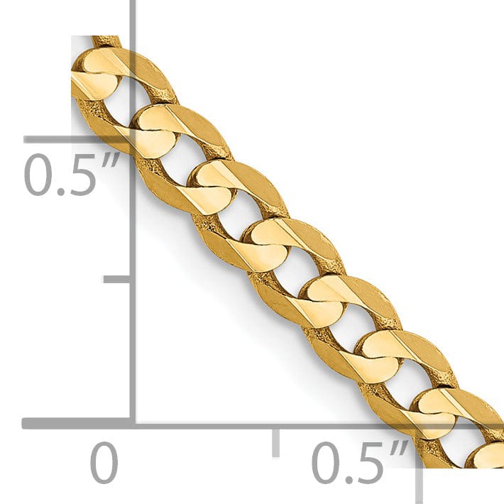 14k Yellow Gold 3.80mm Open Concave Curb Chain