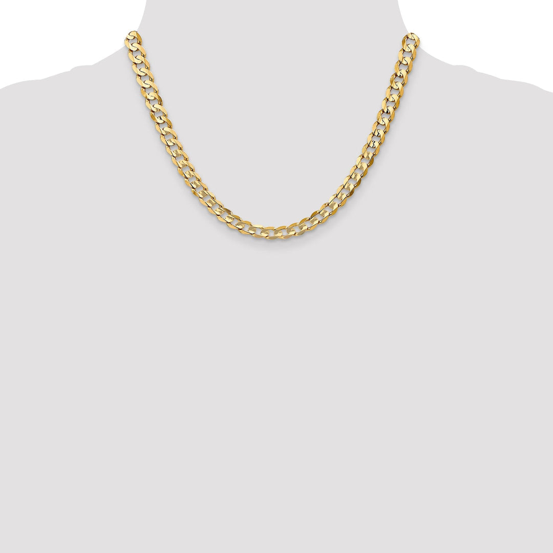 14k Yellow Gold 6.75mm Open Concave Curb Chain