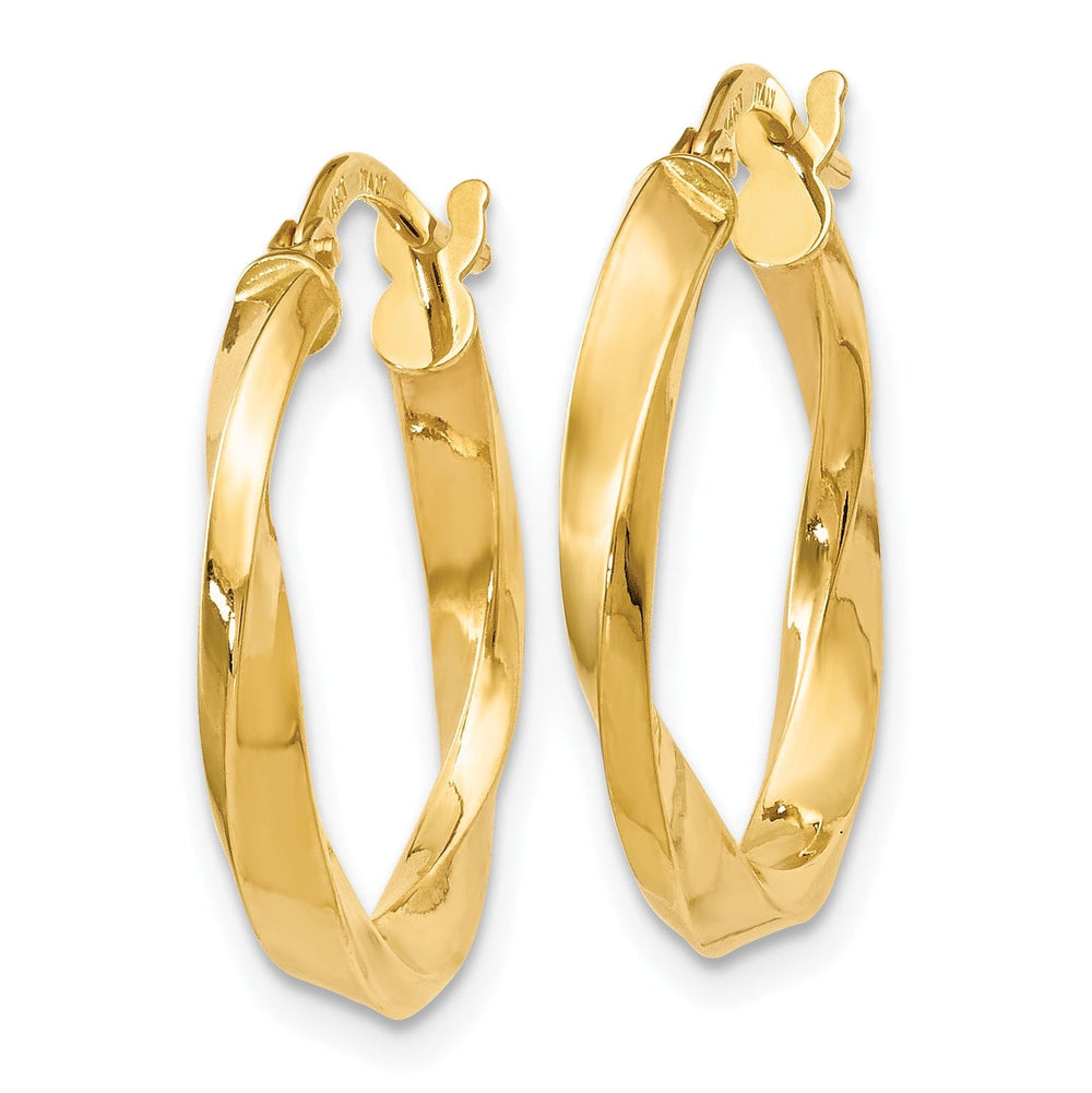 14k Yellow Gold Polished Twisted Hoop Earrings