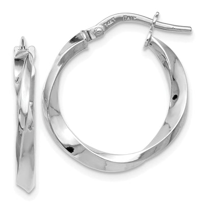 14k White Gold Polished Twisted Hoop Earrings at $ 138.18 only from Jewelryshopping.com