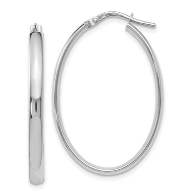14k White Gold Polished Oval Hoop Earrings at $ 221.36 only from Jewelryshopping.com