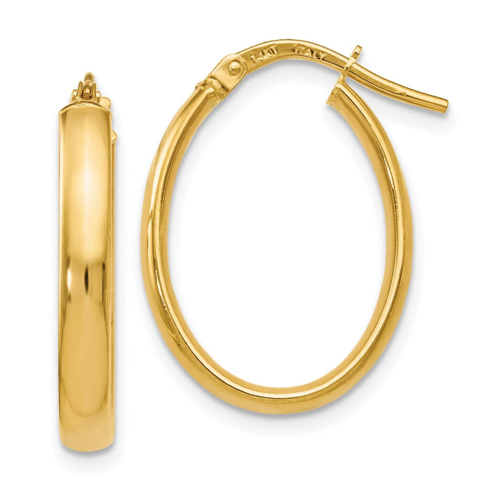 14k Yellow Gold Polished Oval Hoop Earrings