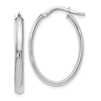 Leslie 14k White Gold Polish Oval Hoop Earrings at $ 179.11 only from Jewelryshopping.com