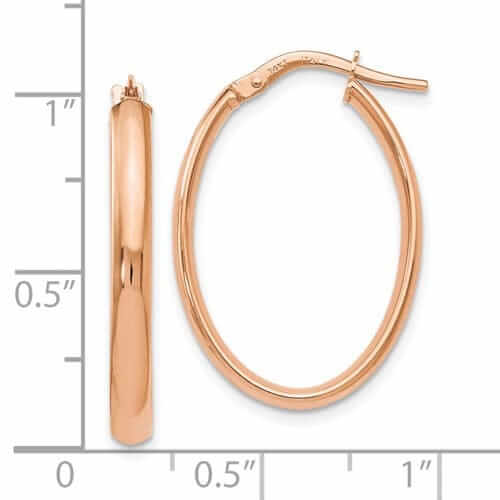 14k Rose Gold Polish Oval Hoop Earrings