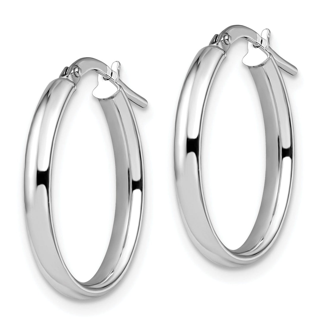 14k White Gold Polished Finish Oval Hoop Earrings