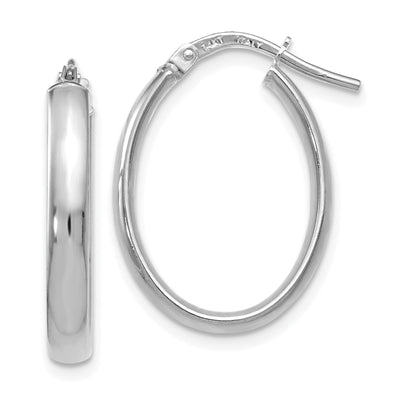Leslie 14k White Gold Polish Oval Hoop Earrings at $ 154.82 only from Jewelryshopping.com