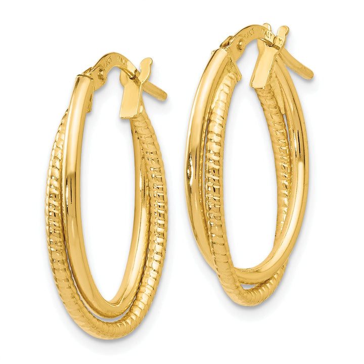 14k Yellow Gold Polished Oval Hoop Earrings